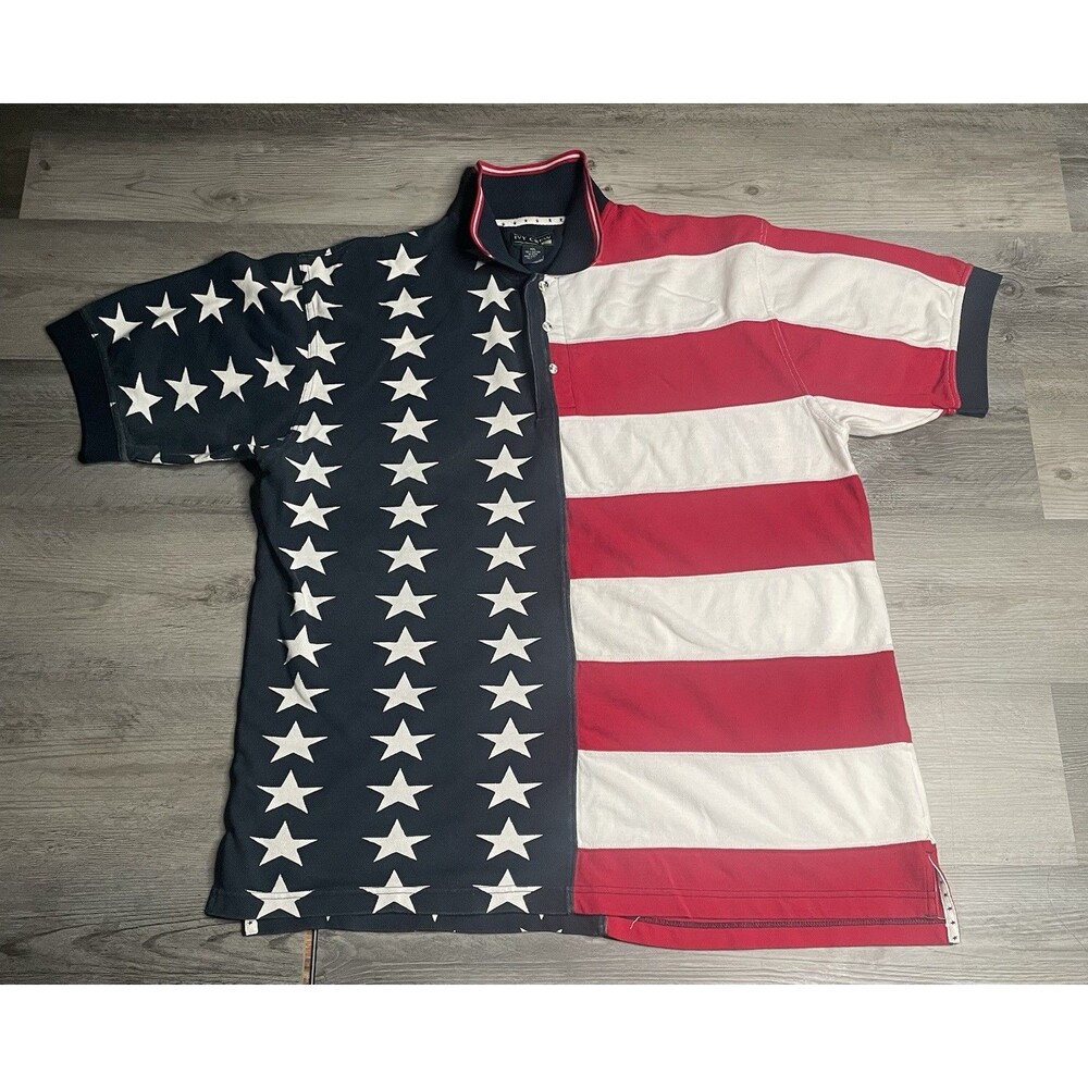 IVY Crew American Flag Shirt Men's USA Stars Stripes Patriotic Colorblock XXL